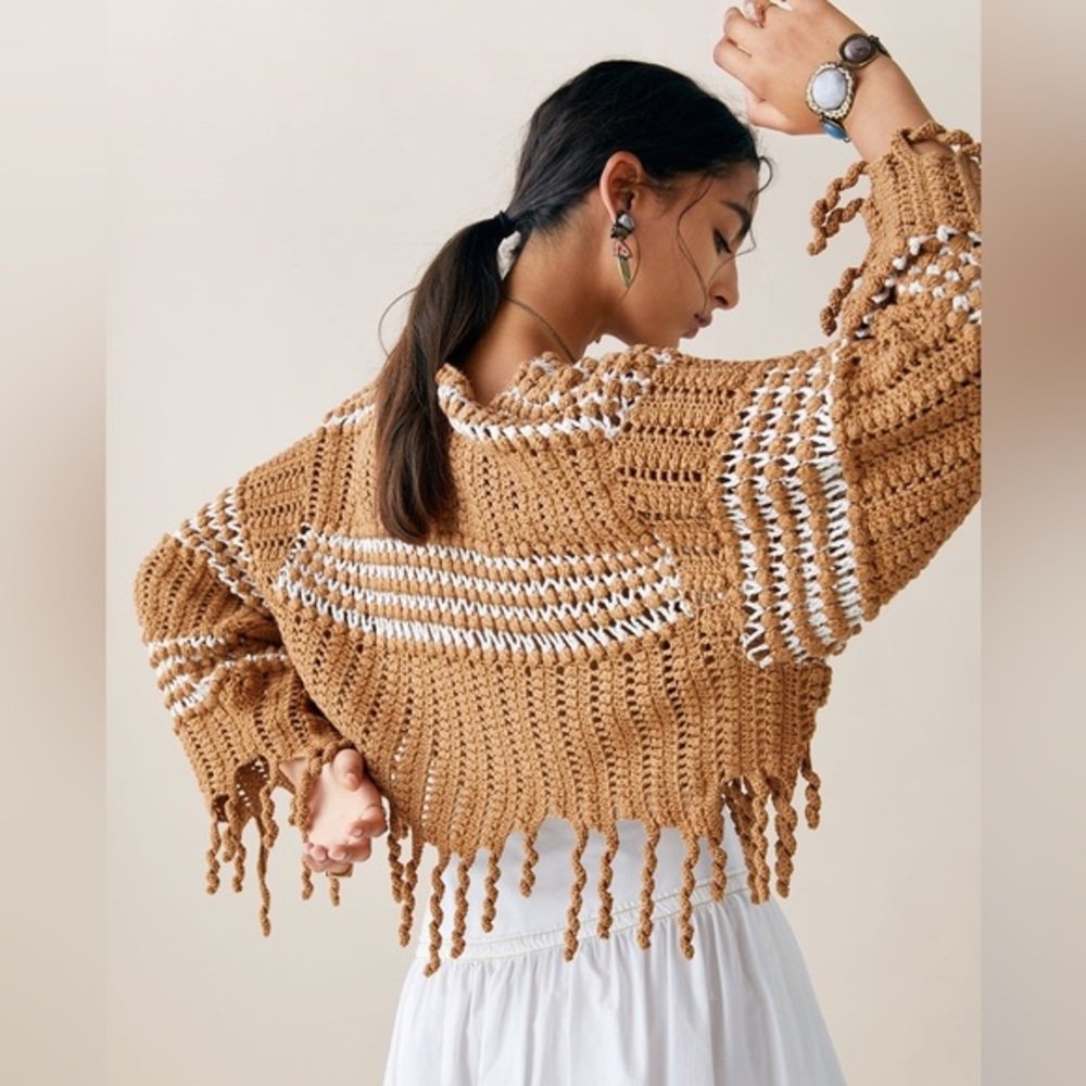 Zara Studio Fringed Two-Tone‎ Sweater Limited Edition - Picture 2 of 10